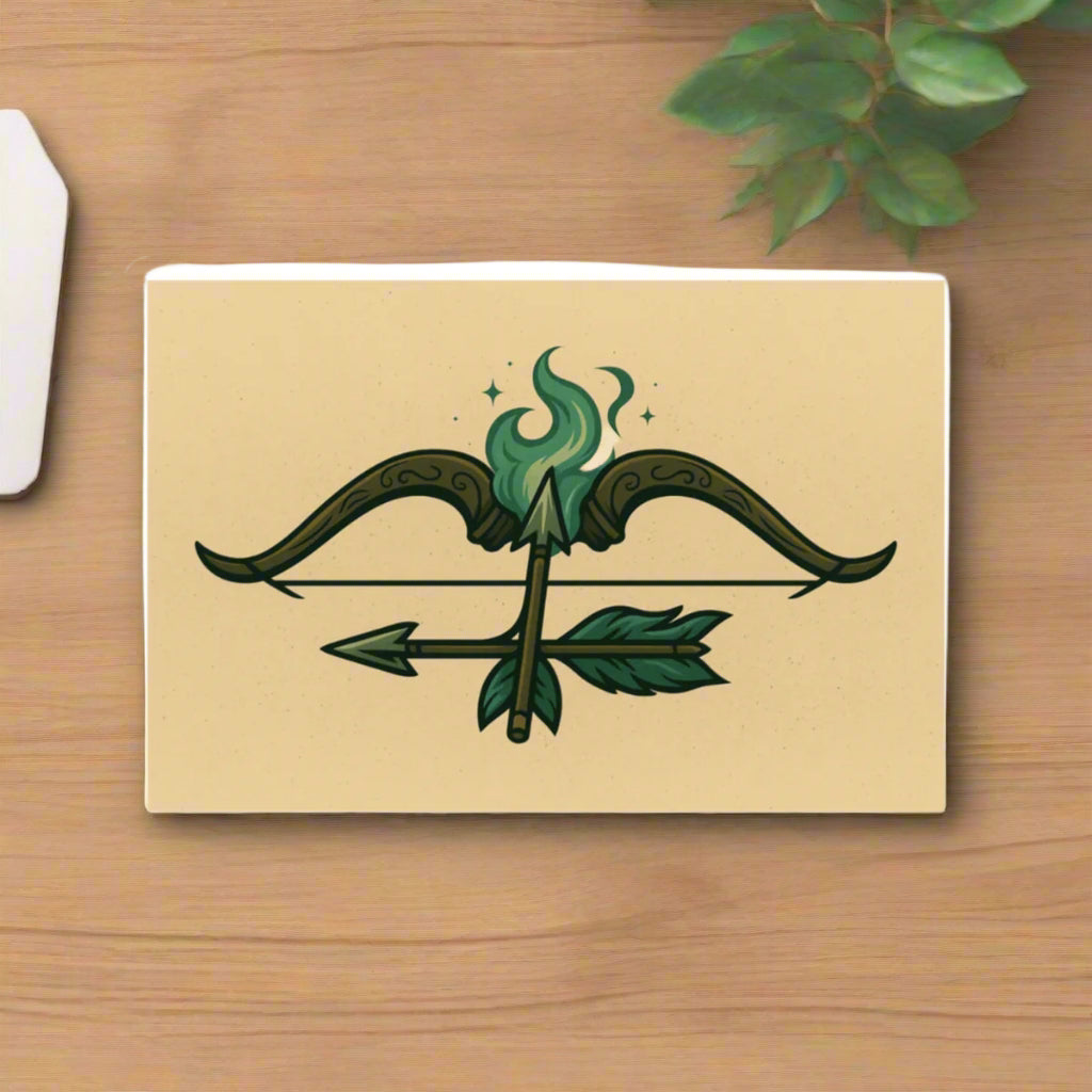 Elven Archer Sticker – Fantasy Flame Bow Vinyl Decal (4x4") Wearverse